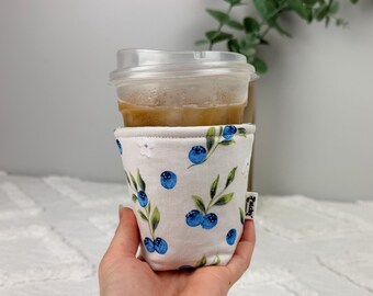 Blueberry Cup Cozy | Reusable Coffee Sleeve | Handmade Cottagecore Iced Drink Holder