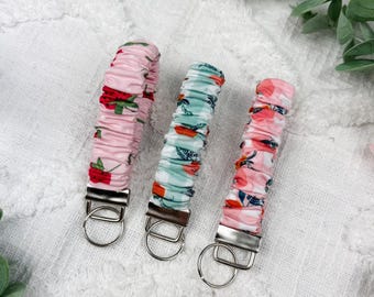 Fruity Scrunchie Wristlet Keychain | Handmade Fabric Key Fob | Cotton Wrist Strap