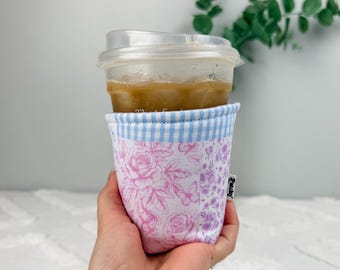 Pastel Patchwork Cup Cozy | Reusable Coffee Sleeve | Handmade Cottagecore Iced Drink Holder