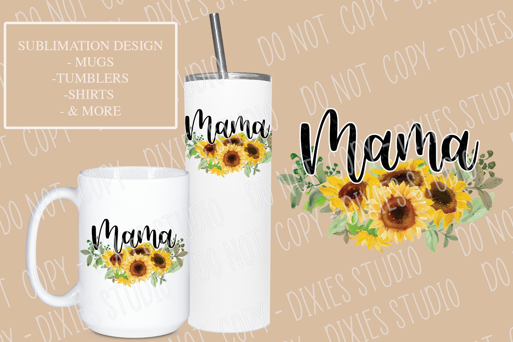 Sunflower Mama Png File for Sublimation Mom Life Gifts for Etsy