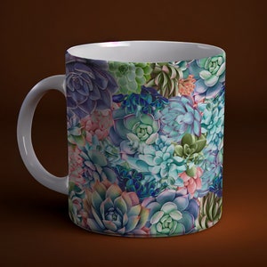 Succulent Coffee mug, Flower Mug, Succulent Mug