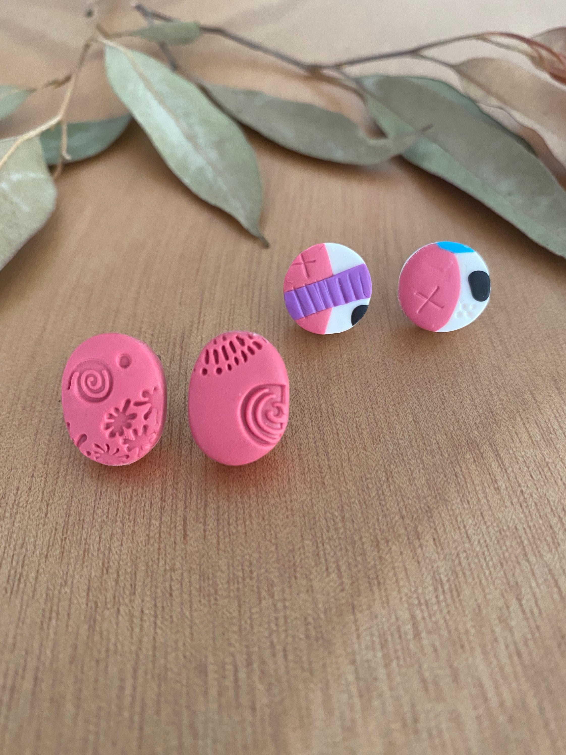 Polymer Clay stud earrings Stud Pack Pink earrings Handmade Etsy