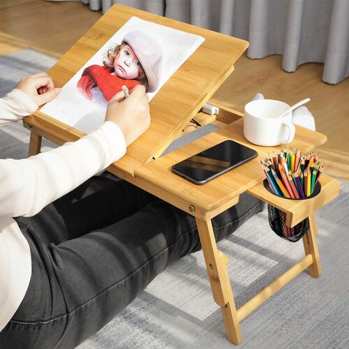 Shops Function Adjustable Legs Bamboo laptop desk Macbook desk | Laptop Stand | Breakfast Trays
