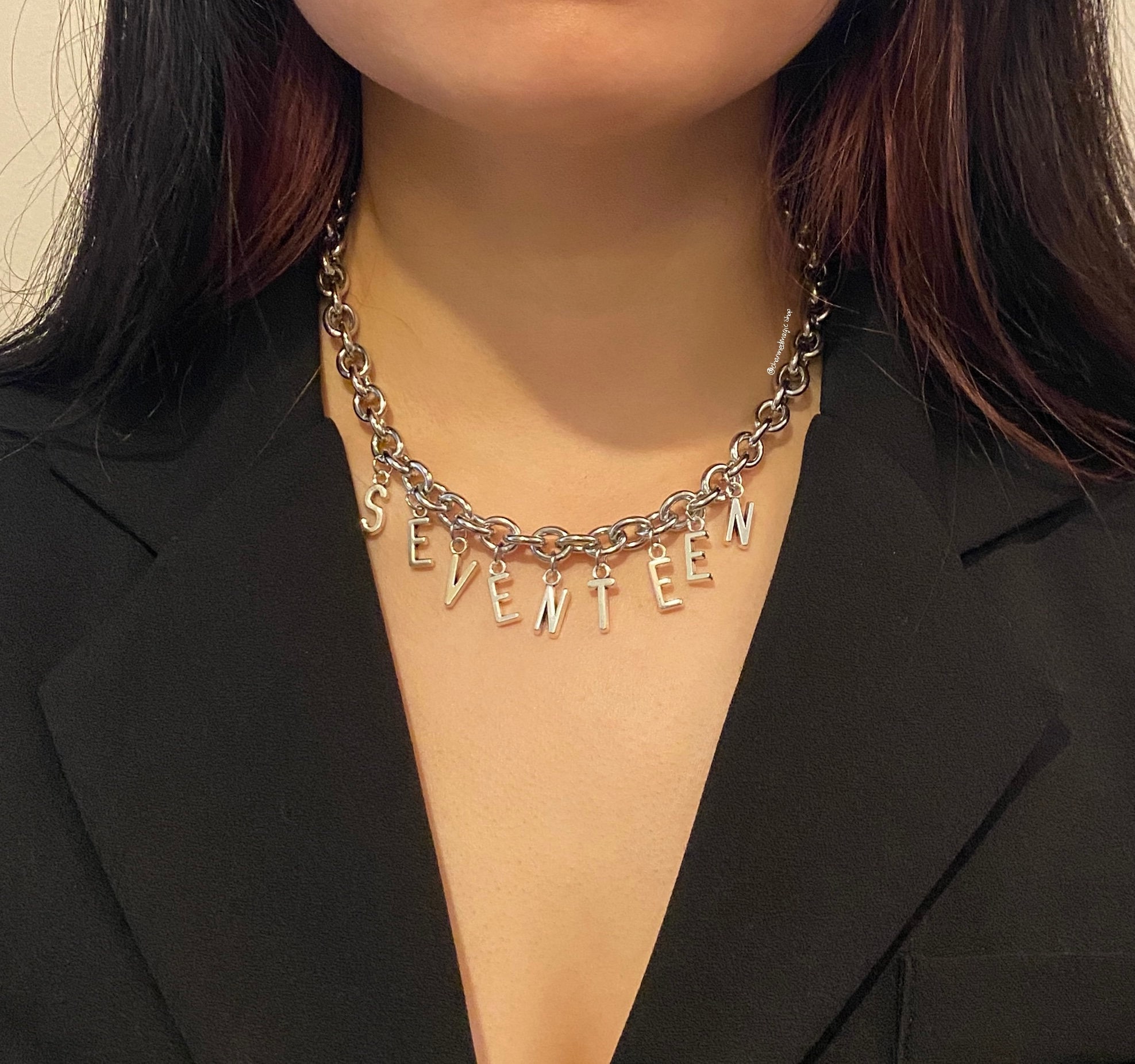 ★SEVENTEEN ウォヌ★BLACK PURPLE★Big Clip Connect Necklace ☆SEVENTEEN ウォヌ☆BLACK PURPLE☆Big Clip Connect Necklace