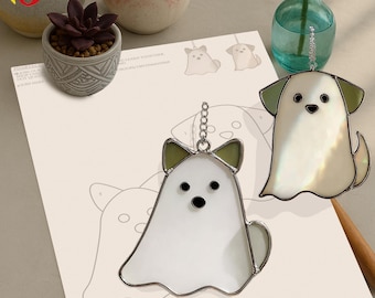 PDACE300 Stained Glass Patterns - Ghost, Halloween Suncatcher, Ghost Glass Art, Halloween Home Decor - File SVG - PDF - JPG