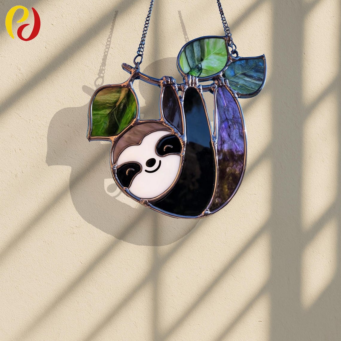 PDACE244 Stained Glass Sloth Window Hanging, Sloth Glass Suncatcher ...