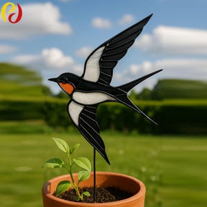 Pattern – Handcrafted Stained Glass  PDACE79 swallow on a Steel Tree | Digital PDF Template, Wire Frame Design, DIY Suncatcher stained glass