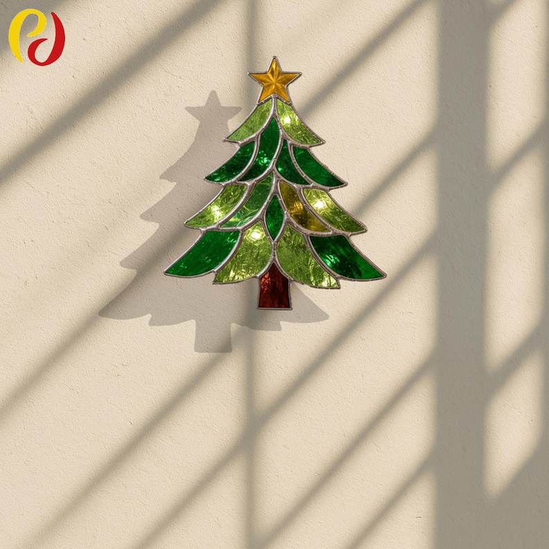 PDACE579 Christmas Tree Stained Glass Pattern Template for Festive ...
