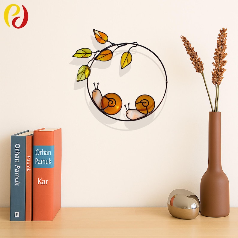 PDACE501 Two Snails on Branch Stained Glass Pattern, Round Ring ...