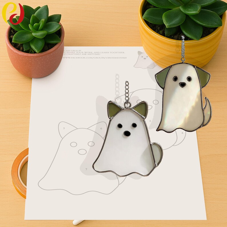 PDACE300 Stained Glass Patterns - Ghost, Halloween Suncatcher, Ghost ...