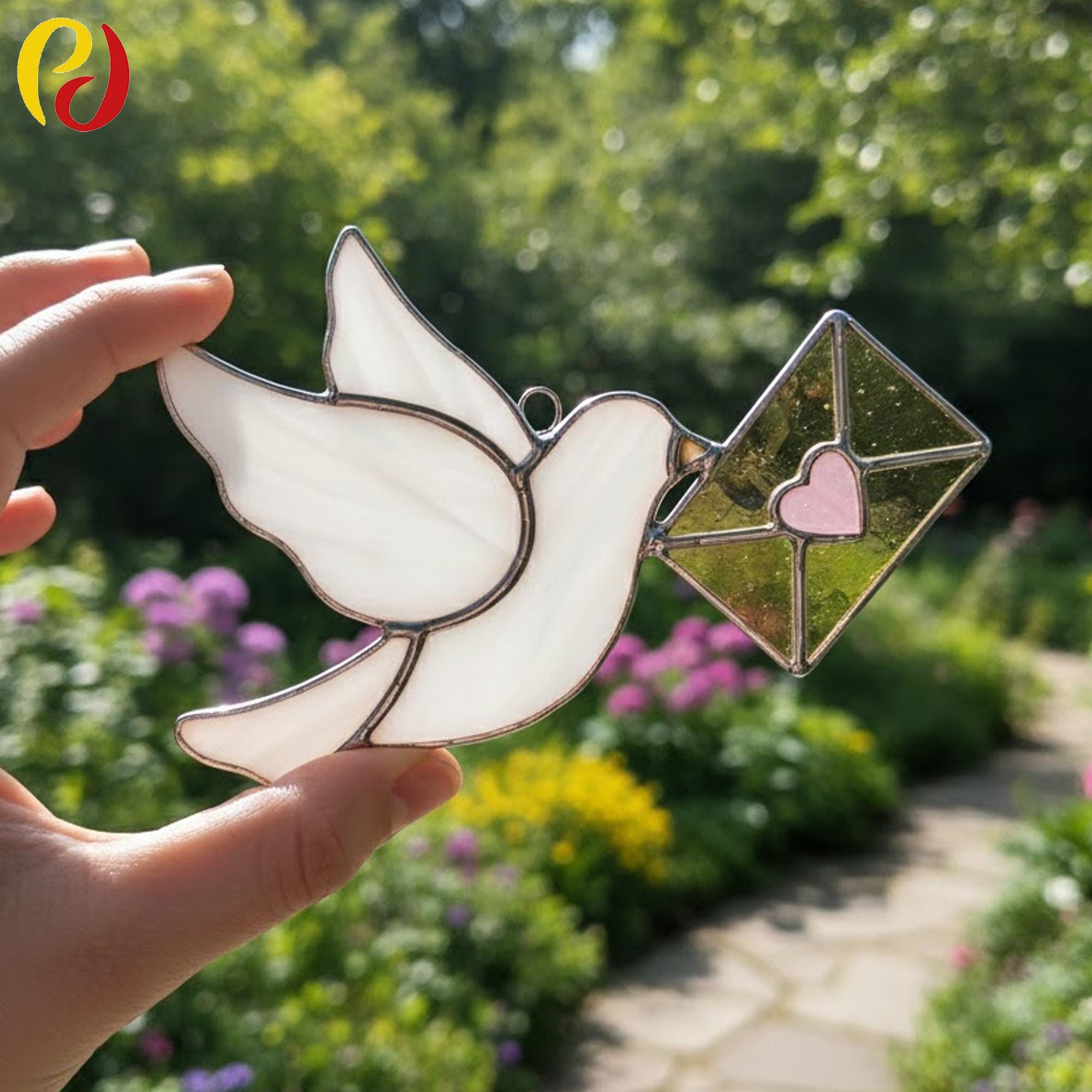 PDACE796 Dove With Love Letter Stained Glass Pattern, Peace Suncatcher ...