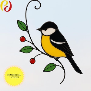 PDACE38    goldfinch Commercial Stained Glass Bird Pattern –  goldfinch| Digital PDF Template, Wire Frame Design