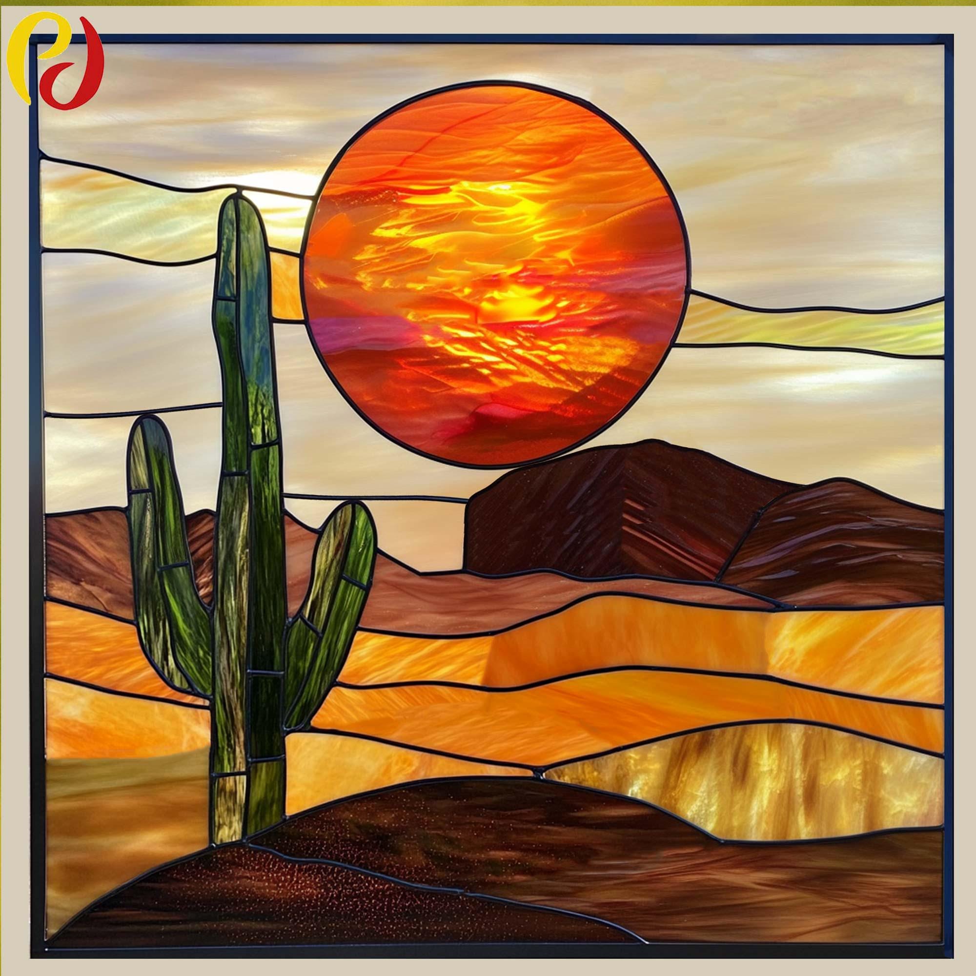 PD294 Abstract cactus in the desert digital download Stained Glass , DIY Suncatcher  stained glass ,stained glass window,stained glass panel