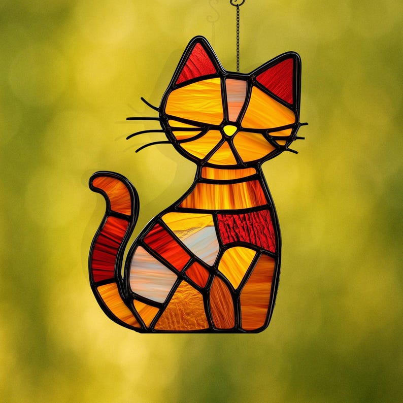 PD 34 Cat Digital Download Pattern Stained Glass , DIY Suncatcher ...