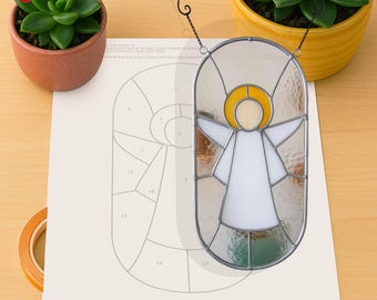 PDACE89 Christmas glass angel Suncatcher Digital Download Pattern, DIY Suncatcher  stained glass ,stained glass window- SVG- PDF-file