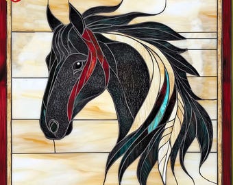 PD 413 Horse Pattern  Spirit Stained Glass Pattern Stained glass, Stained Glass Patterns, Digital Downloads, Easy Patterns ,DIY Suncatcher