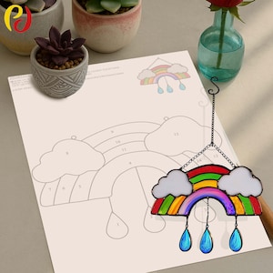 PD 429 Rainbow Stained , Gepersonaliseerde Rainbow Bridge glass, Stained Glass Patterns, Digital Downloads, Easy Patterns ,DIY Suncatcher