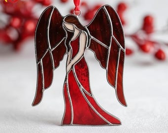 PDACE668 Guardian Angel Stained Glass Pattern, Memorial Suncatcher DIY Digital PDF SVG
