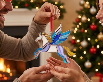 PDACE693 Pegasus Stained Glass Pattern PDF, Winged Horse Suncatcher, Fantasy DIY