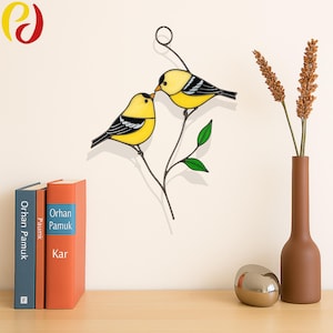 PDACE37   goldfinch decorative plant pot | goldfinch Stained Glass  , Mother&#39;s Day Gift, Custom Stained Glass Bird Suncatcher