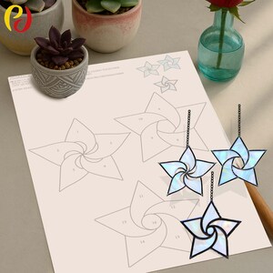 PD 404 Stained Glass Star , Stained Glass Digital PDF Template, Wire Frame Design, DIY Suncatcher  stained glass,digital download pattern