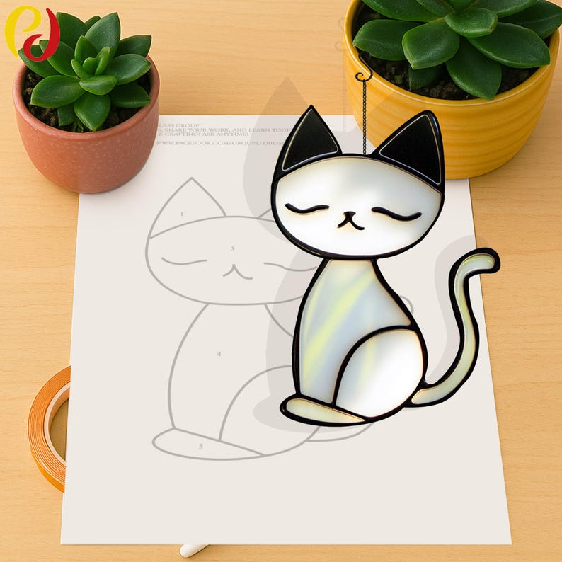 PD 35 Cat Digital Download Pattern Stained Glass , DIY Suncatcher ...