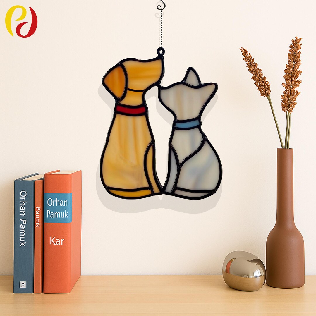 PD 38 Pattern- Cat and Dog Digital Download Pattern Stained Glass , DIY ...