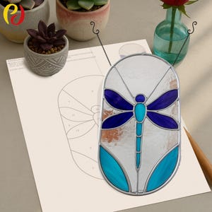PDACE108 Stained glass pattern dragonfly, simple dragonfly pattern, pattern digital download, stained glass pattern, file  PDF SVG