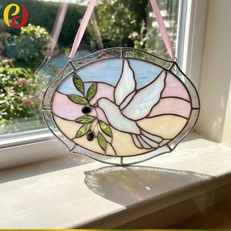 PDACE889 Dove Stained Glass Pattern PDF, Peace Bird Suncatcher Template ...