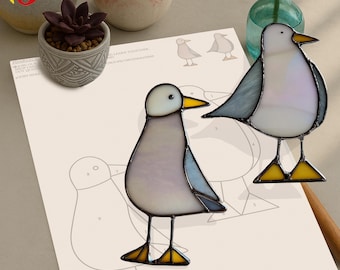 PDACE290 Stained Glass Seagull, perfect for any occasion, Crazy Birds, Unique Gifts Pattern,   Stained Glass | Digital PDF Template