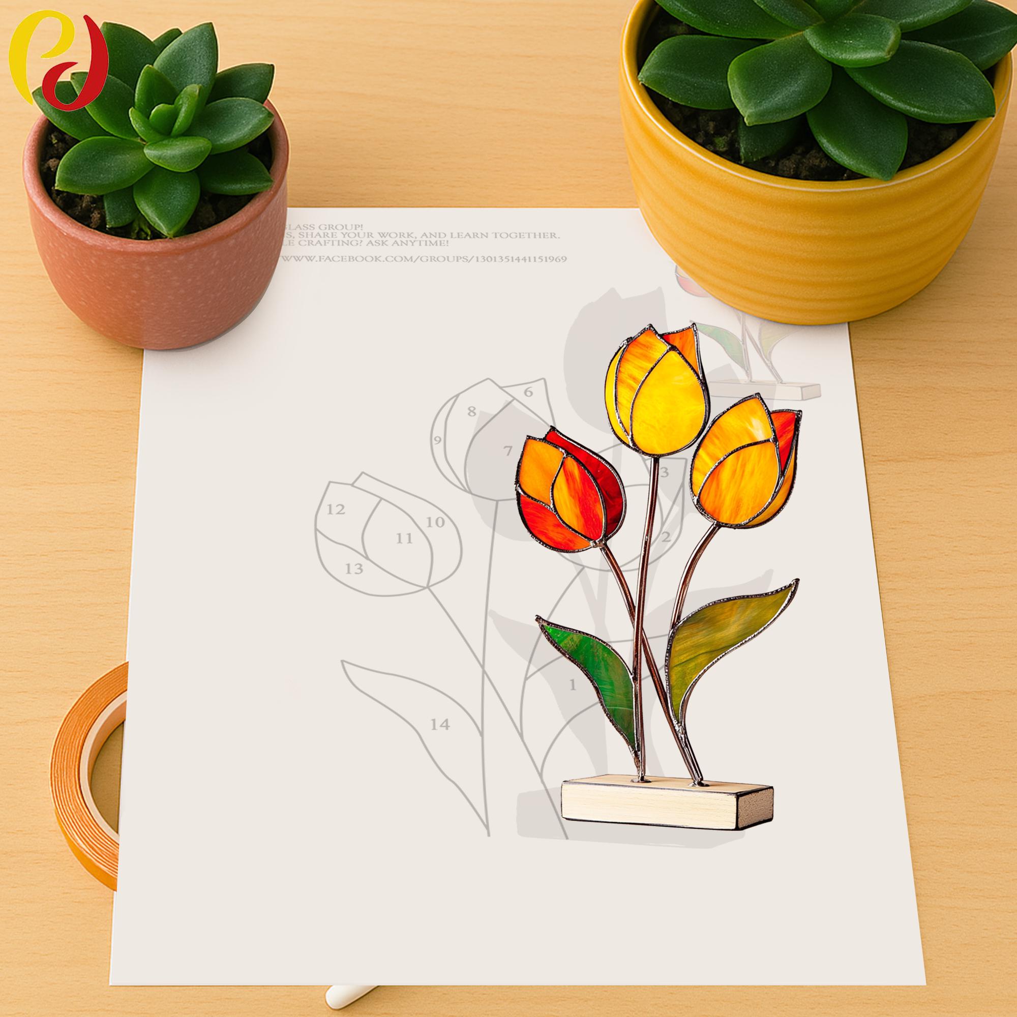 PD 272 Tulip Digital Download Pattern Tulip Flower Stained Glass ...
