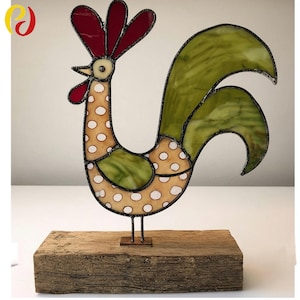 PDACE245 Rooster stained glass suncatcher Digital Download Pattern , DIY Suncatcher  stained glass,Stained Glass Pattern Chicken Chicken