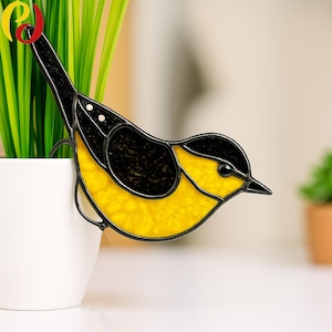 PDACE36  goldfinch decorative plant pot | goldfinch Stained Glass  , Mother&#39;s Day Gift, Custom Stained Glass Bird Suncatcher