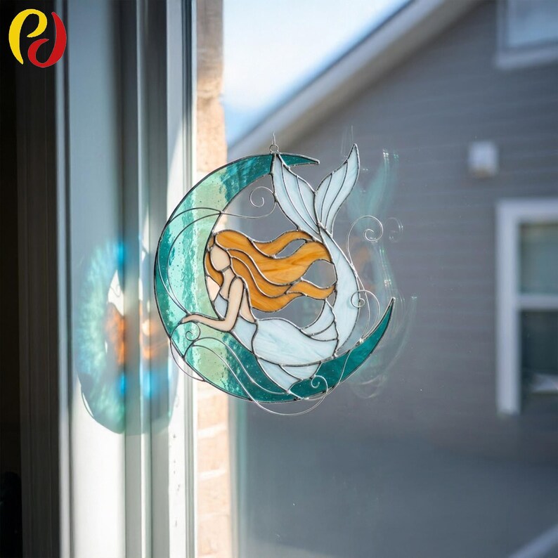 PDACE767 Mermaid Moon Pattern PDF, Stained Glass Suncatcher With Wire ...