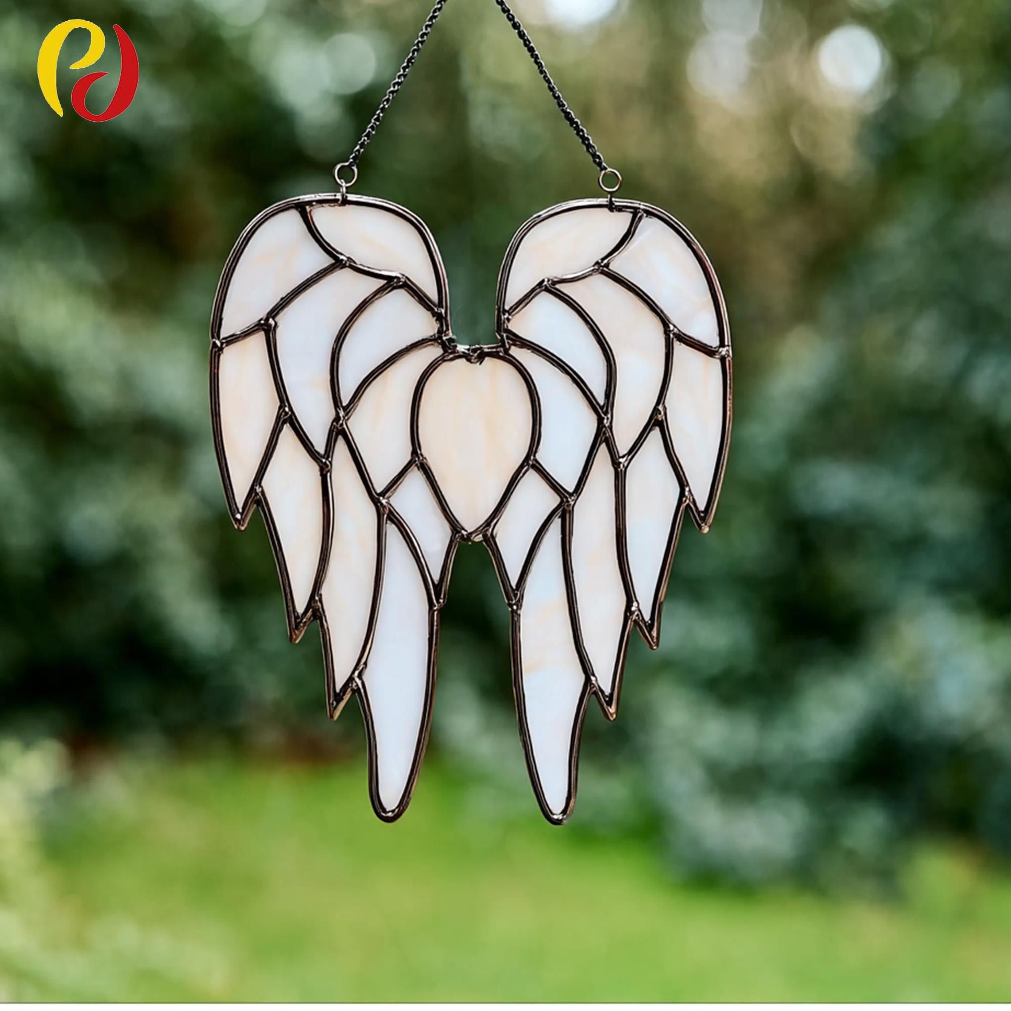 PDACE448 Stained Glass Angel Wings Pattern, DIY Template for