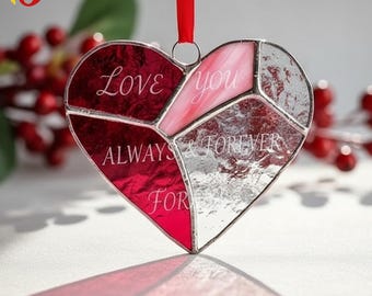 PDACE673 Patrón de corazón de vitral en PDF, plantilla de atrapasol de amor, regalo de San Valentín DIY