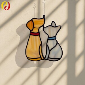 PD 38 Pattern- Cat and Dog Digital Download Pattern Stained Glass , DIY ...