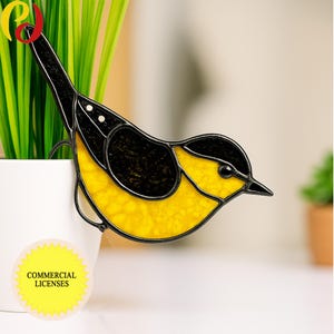 PDACE36   goldfinch Commercial Stained Glass Bird Pattern –  goldfinch| Digital PDF Template, Wire Frame Design