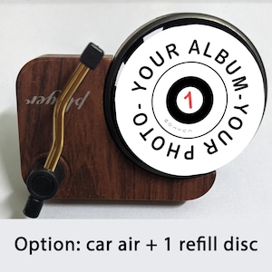 Choose 1 Album cover or 1 Photo that you like Custom Car Air Freshener Perfume Turntable Car Perfume Clip Vinyl Spin Phonograph