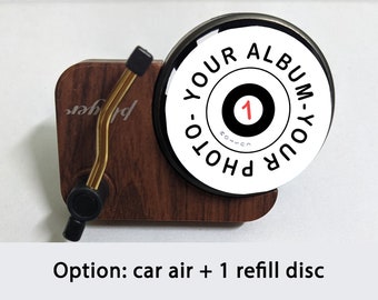 Choose 1 Album cover or 1 Photo that you like Custom Car Air Freshener Perfume Turntable Car Perfume Clip Vinyl Spin Phonograph