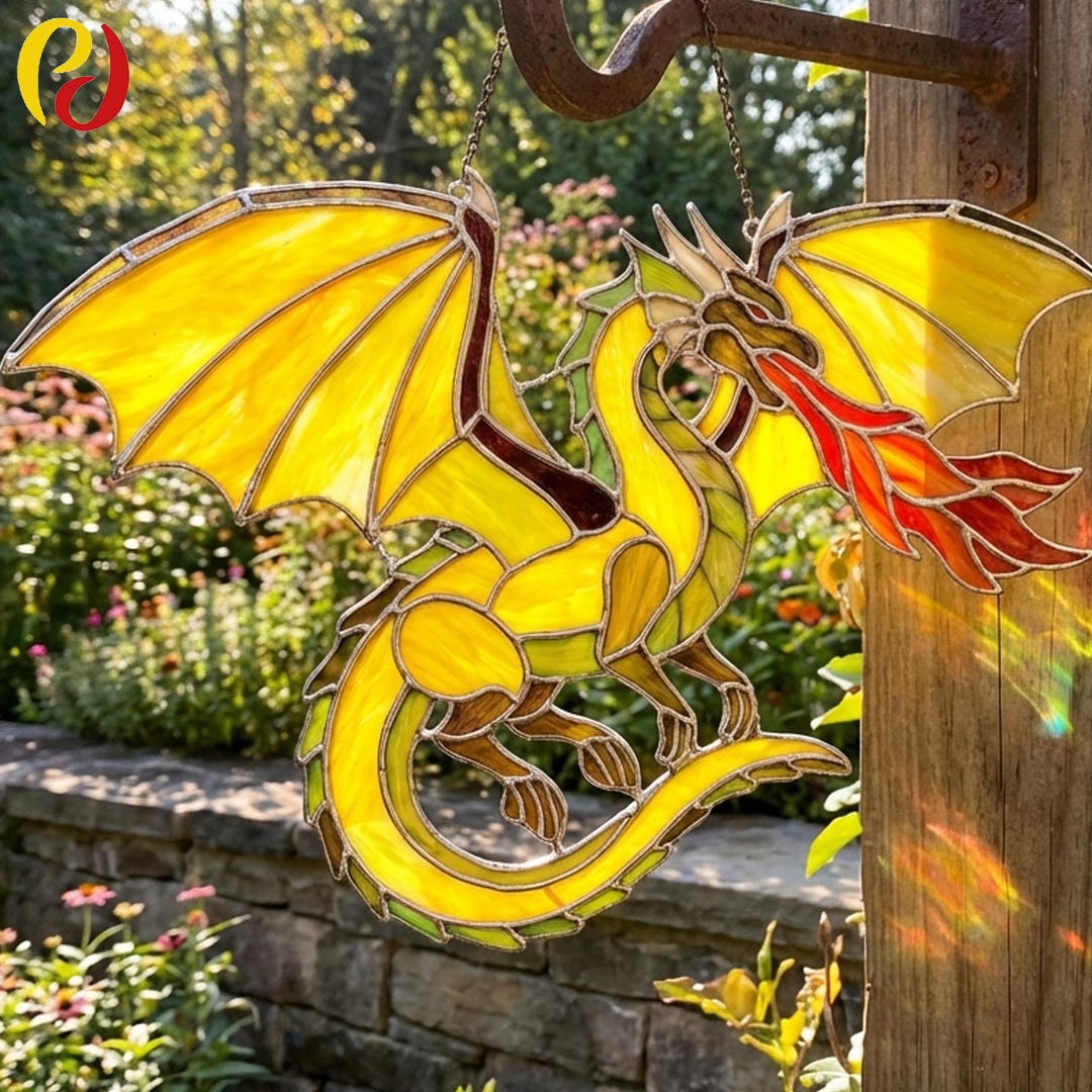 PDACE894 Dragon Stained Glass Pattern PDF, Fantasy Suncatcher Window ...