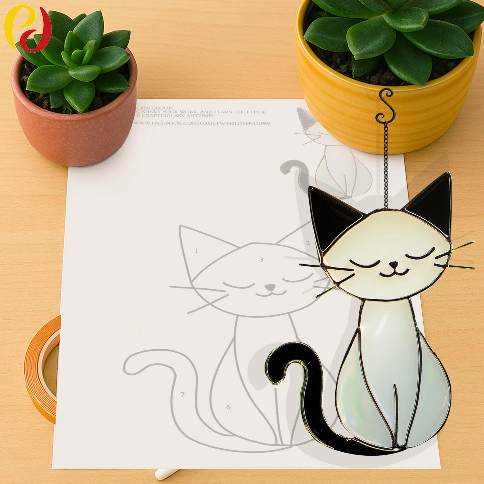PD 338 Cat Digital Download Pattern Stained Glass , DIY Suncatcher ...