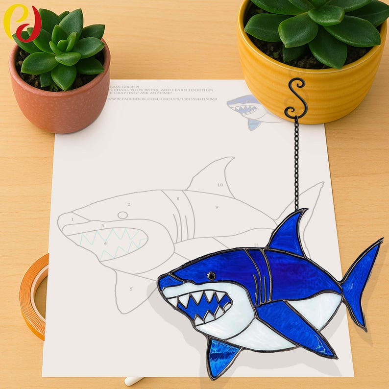 PD 405 Fat Shark Stained Glass Night Light or Sun Catcher Digital ...