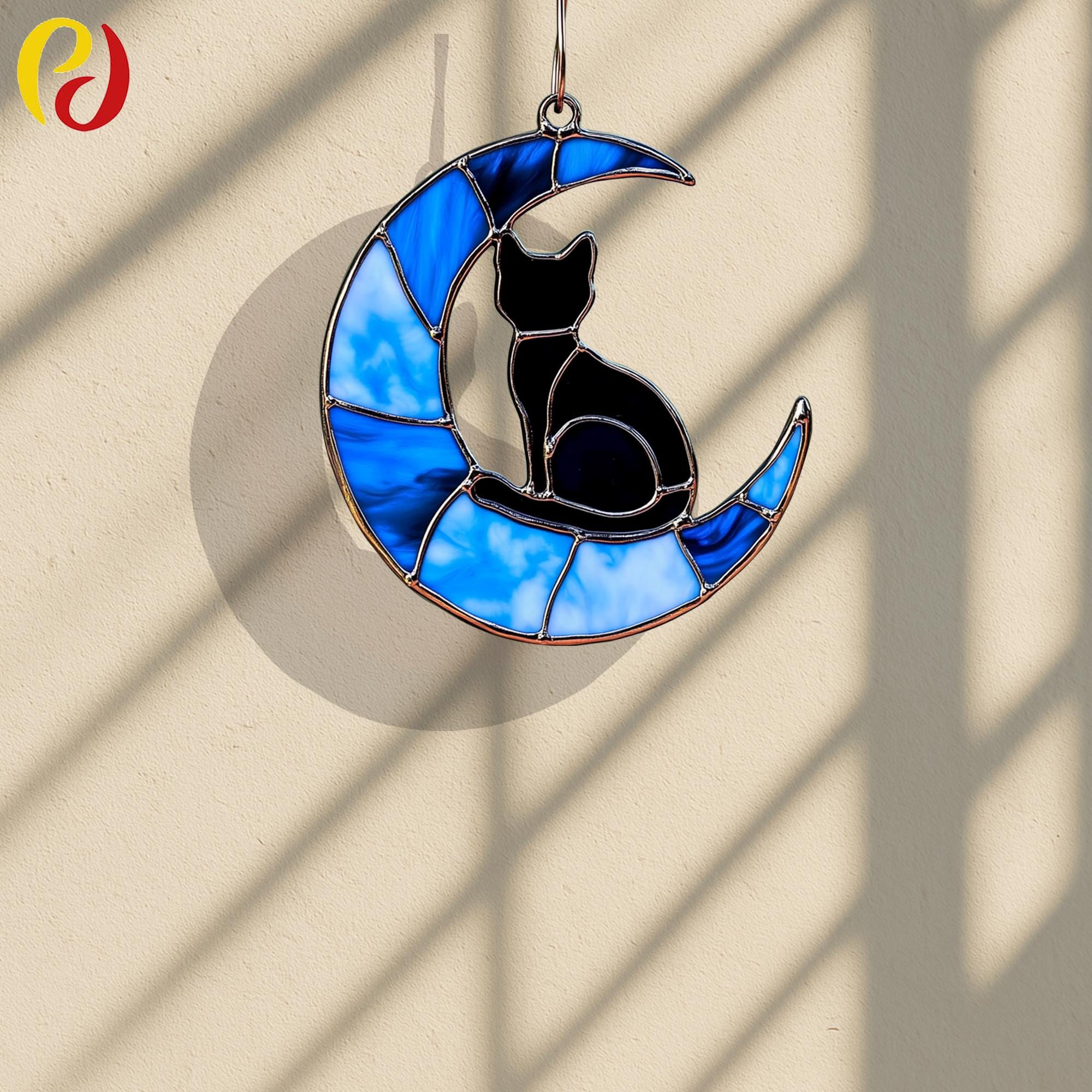 PD 33 Cat on Moon Digital Download Pattern Stained Glass , DIY ...