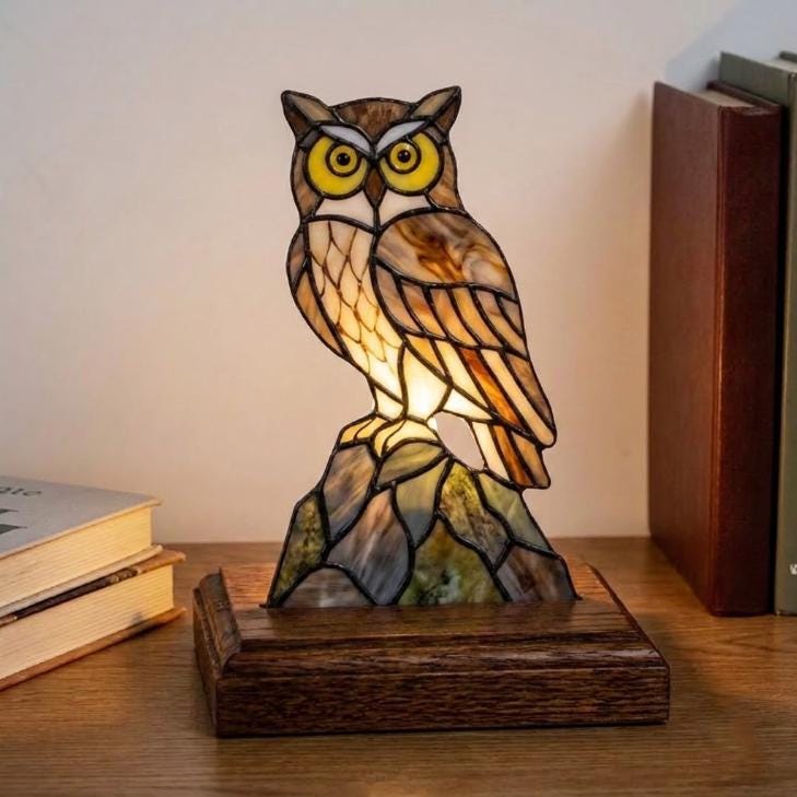 PDACE1154 Stained Glass Owl Pattern, Wise Owl PDF SVG, Woodland Bird DIY Glass Art Template