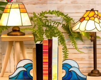 PDACE481 Ginkgo Leaf Stained Glass Bookend Pattern, Botanical Glass Design, DIY Home Decor Template, Instant PDF Download