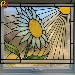 PDACE115 Sonnenblume Glasmalerei, Suncatcher, digitaler Download, Glasmalerei-Muster für Anfänger, bedruckbar, Datei, PDF SVG,