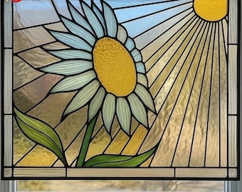 PDACE115  Sunflower Stained Glass Pattern, Suncatcher, Digital Download ,Stained Glass Pattern for Beginners,   Printable, file , PDF SVG,