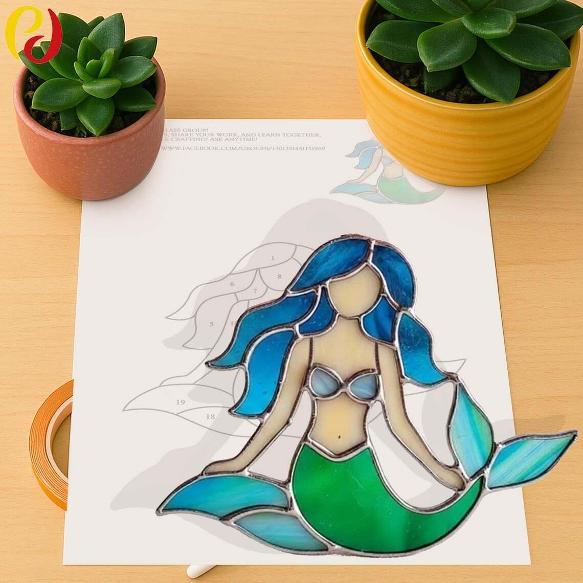 PDACE654 Mermaid Stained Glass Pattern PDF, Ocean Fantasy Suncatcher ...
