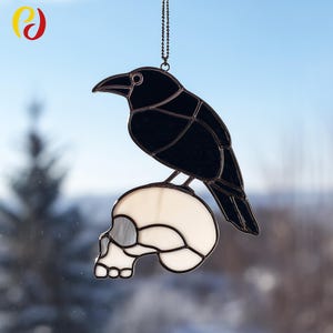 PDACE318   Pattern -Halloween Stained Glass Crow,  crow Pattern | Digital PDF Template,  Bird Stained Glass Pattern,digital download